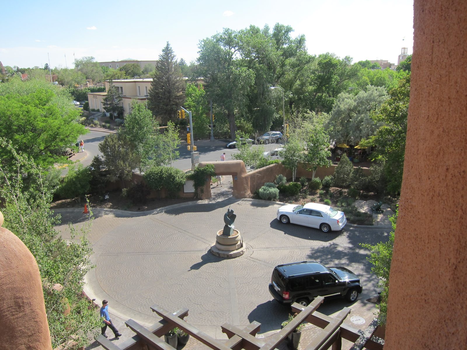 View down into the courtyard where the lovely valet people whisked our cars in and out (included...