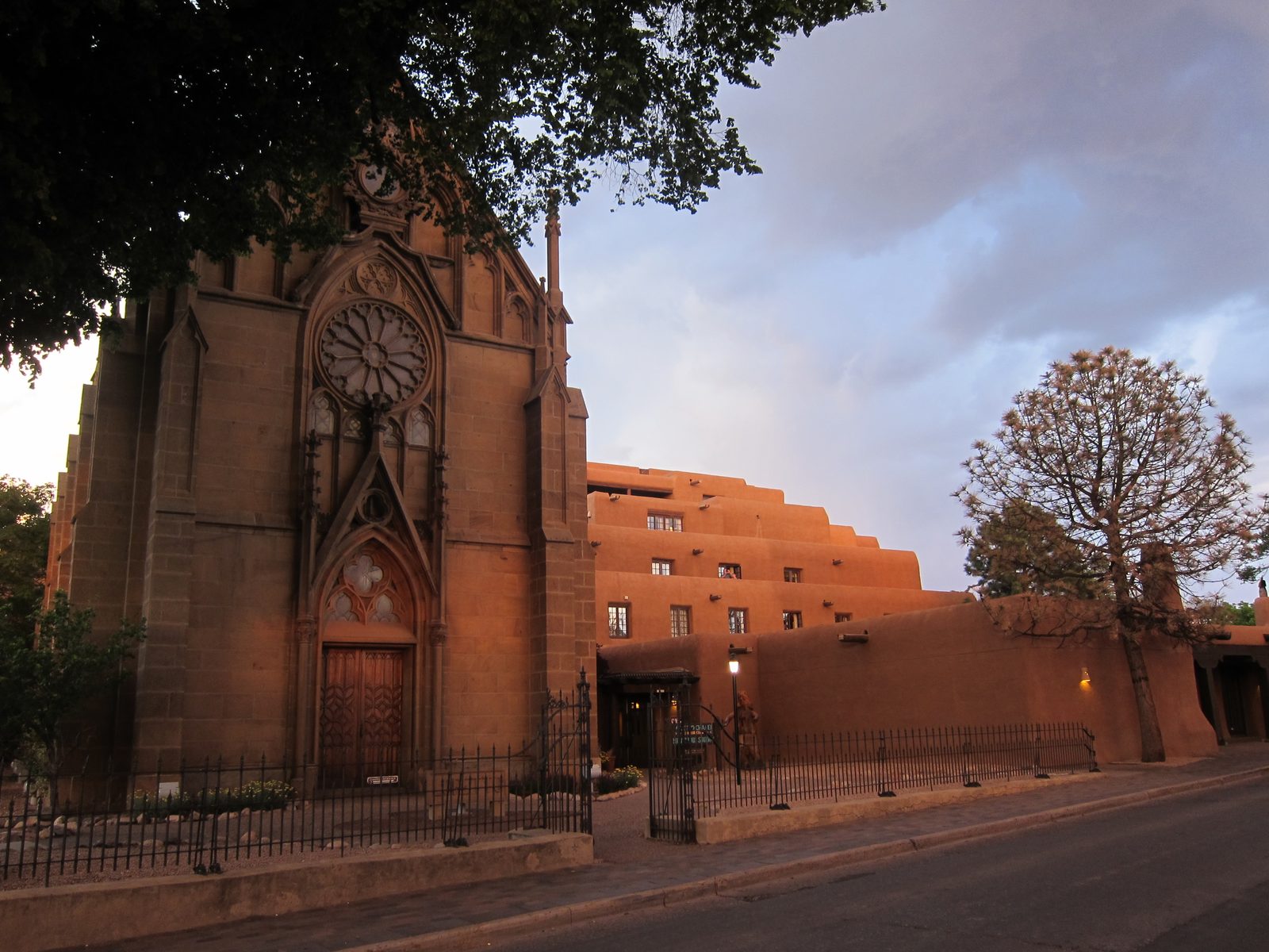 The Church of Loretto, with the Inn behind it.