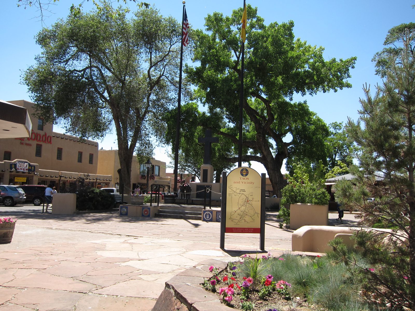 A map of Taos displayed in the Plaza.