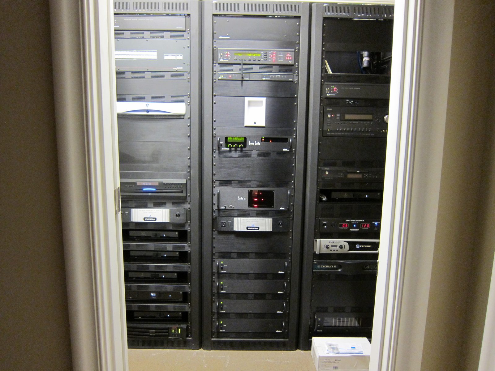This is part of the control room for the home theater / security system / whatever.