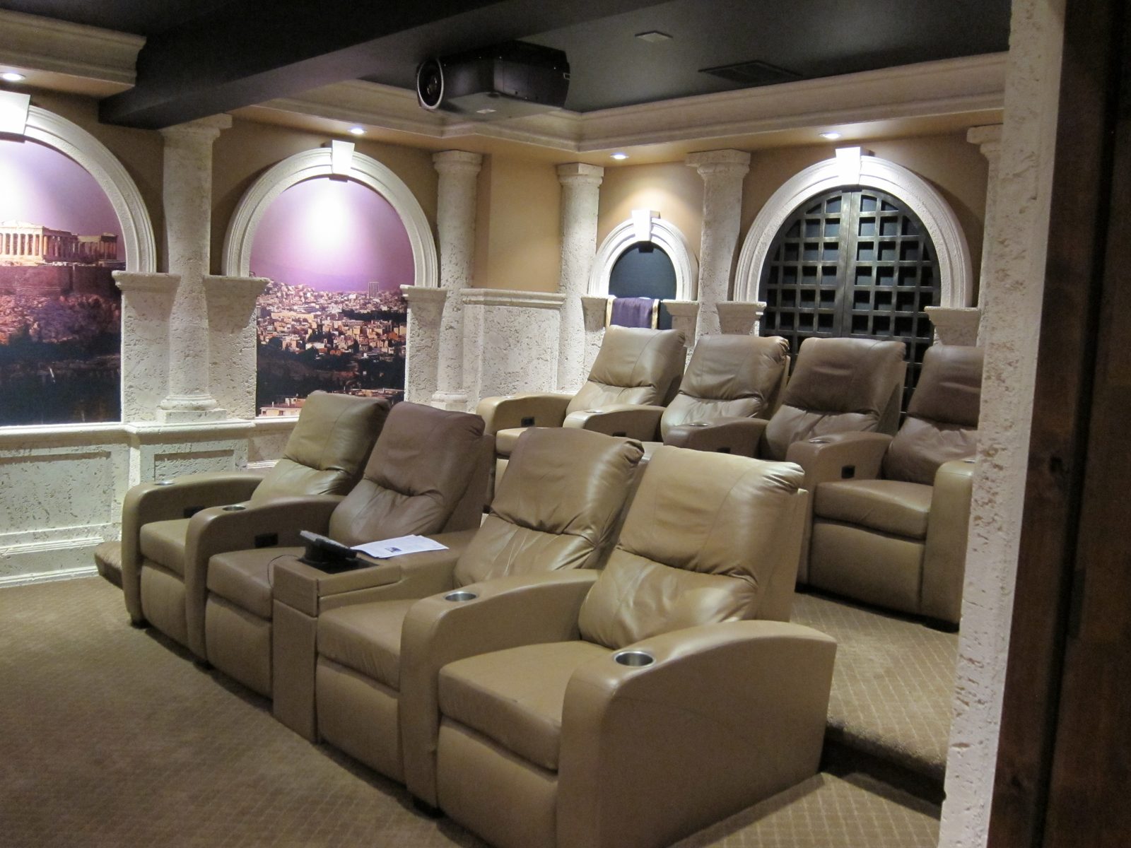 Home theatre.  Judy is planning to get rid of the "columns" and views of Greece.