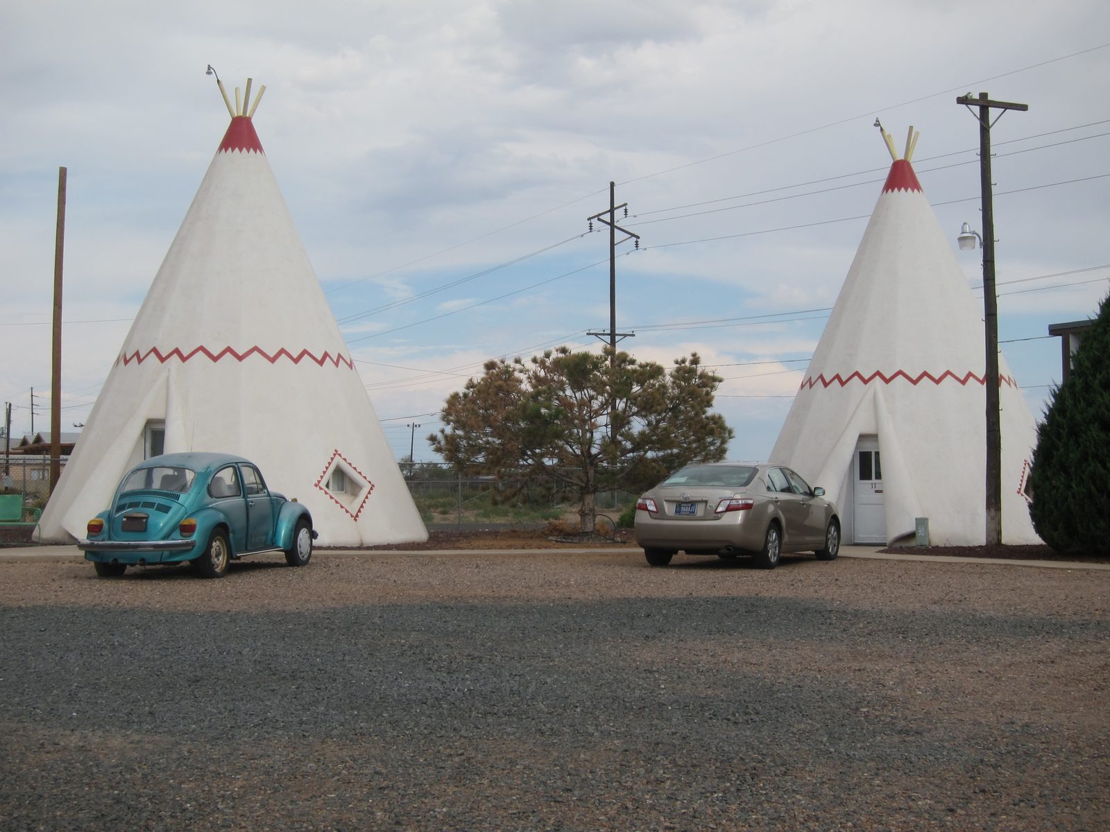 Most of the cars parked around are pretty old, but this would indicate some current-day travelers