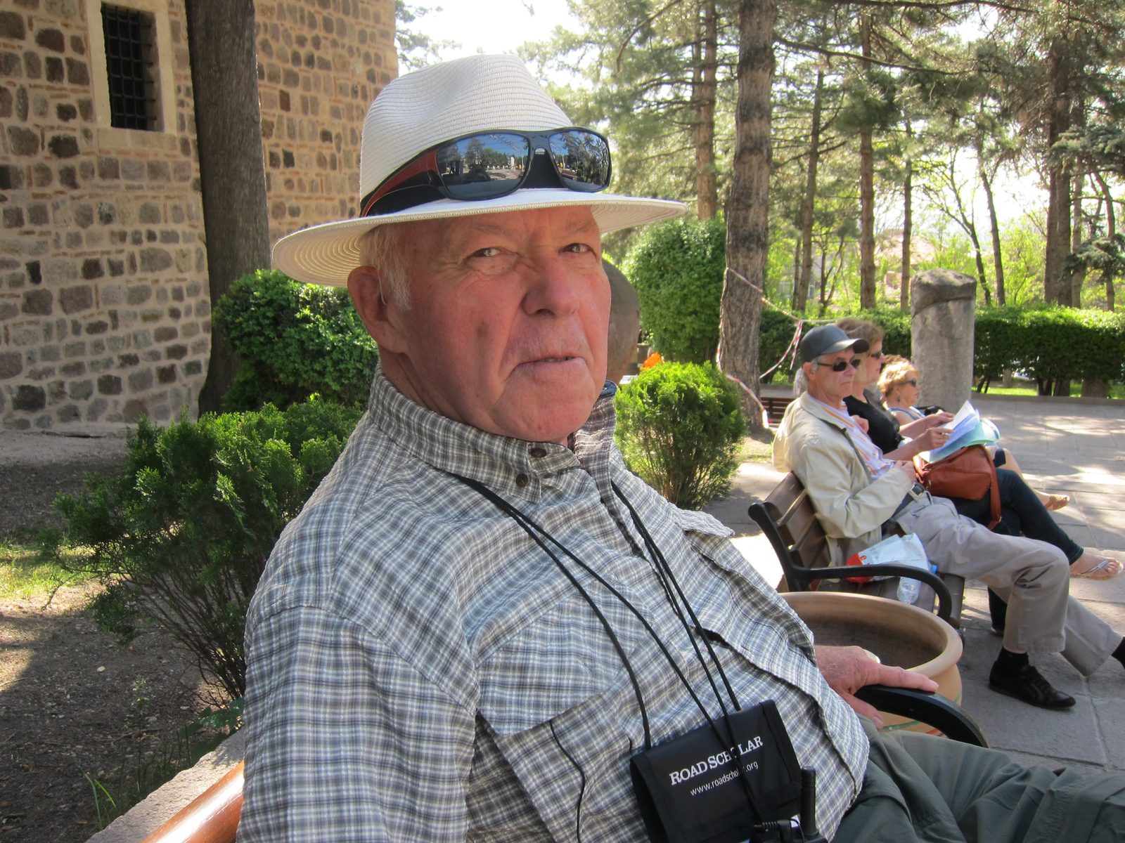 Our group was still pretty jet lagged and had retired to the outside benches waiting for our guide.