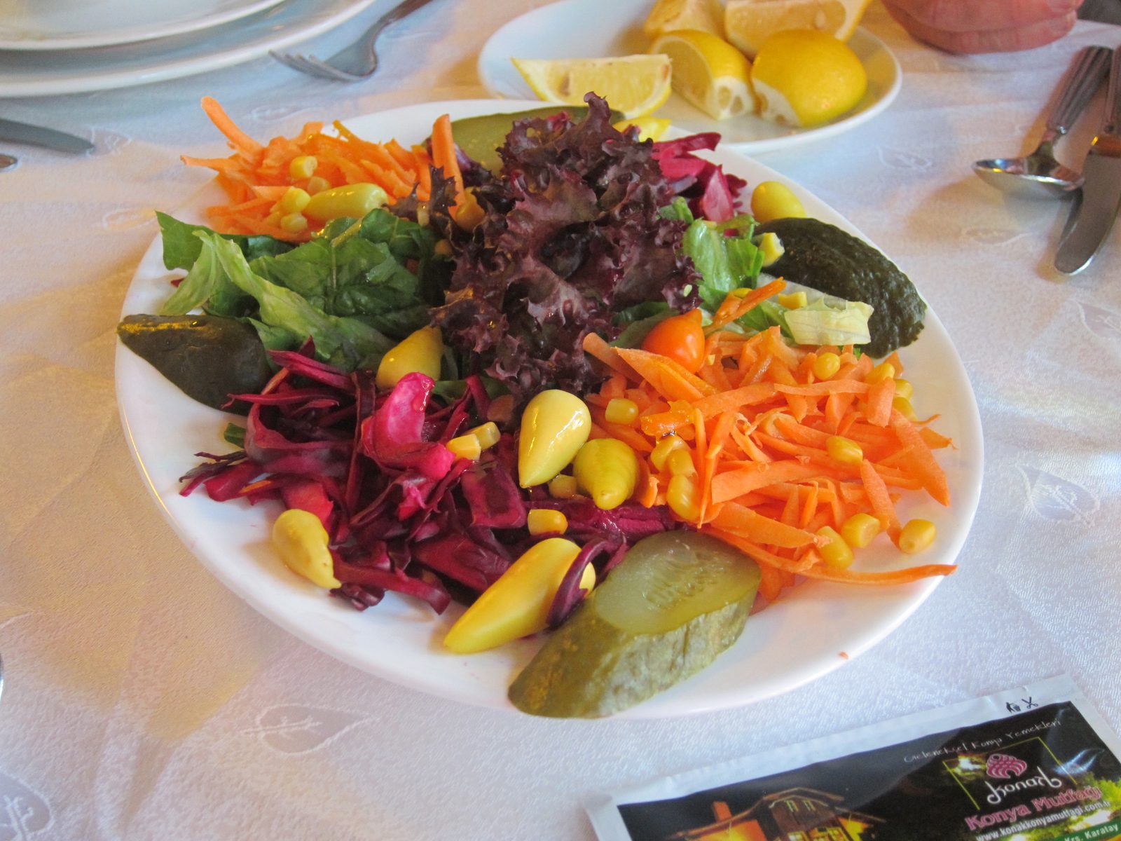 A fairly typical luncheon side salad (to be shared by four) at the restaurants we stopped at. ...