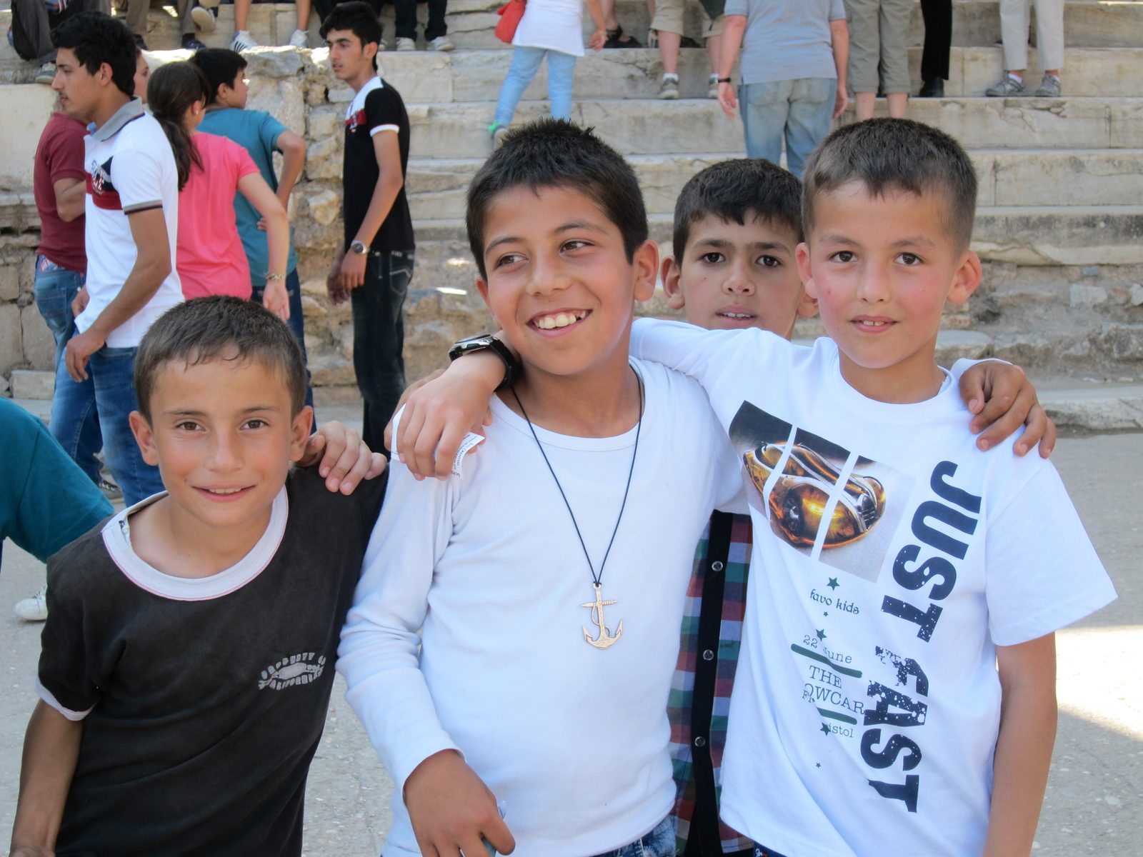 Some school kids were eager to have a picture taken.