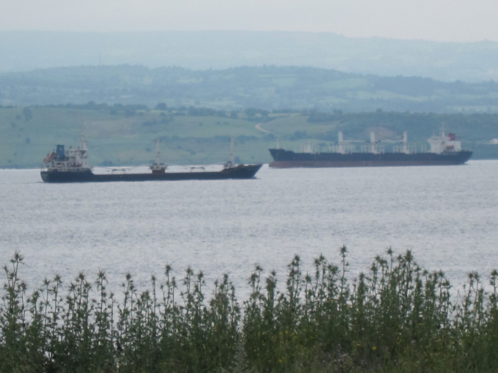 Two ships crossing in the Dardanelles - a strait between the Aegean Sea and the Sea of Marmara. ...