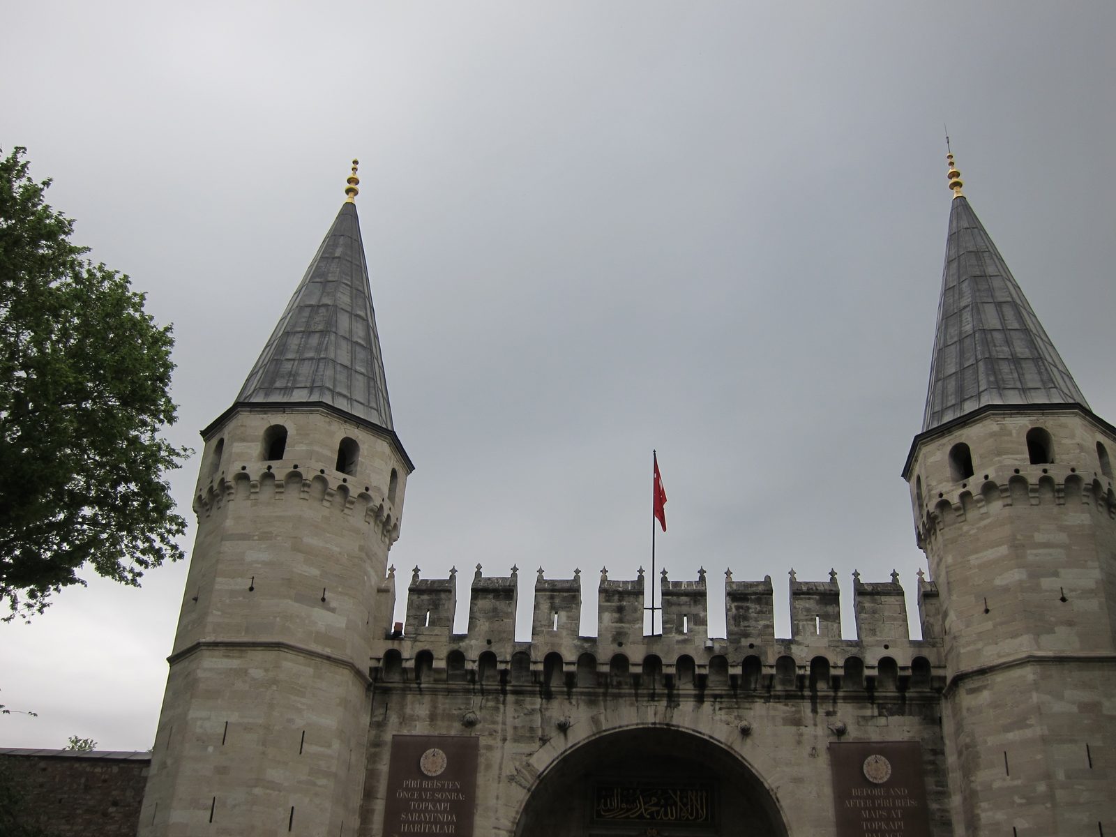 Part of the original city wall around Istanbul.  The Turkish flag was everywhere