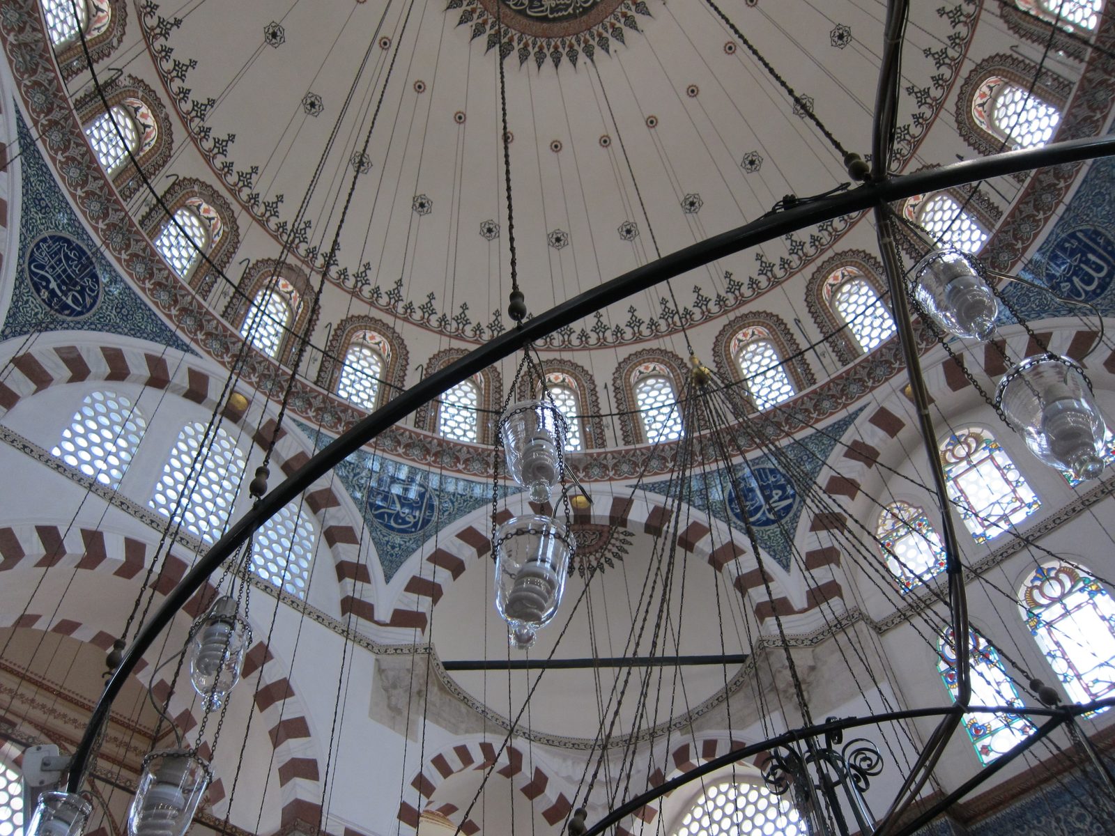 Ceiling of this Mosque - I think I was trying to capture the compact spiral fluorescent light...