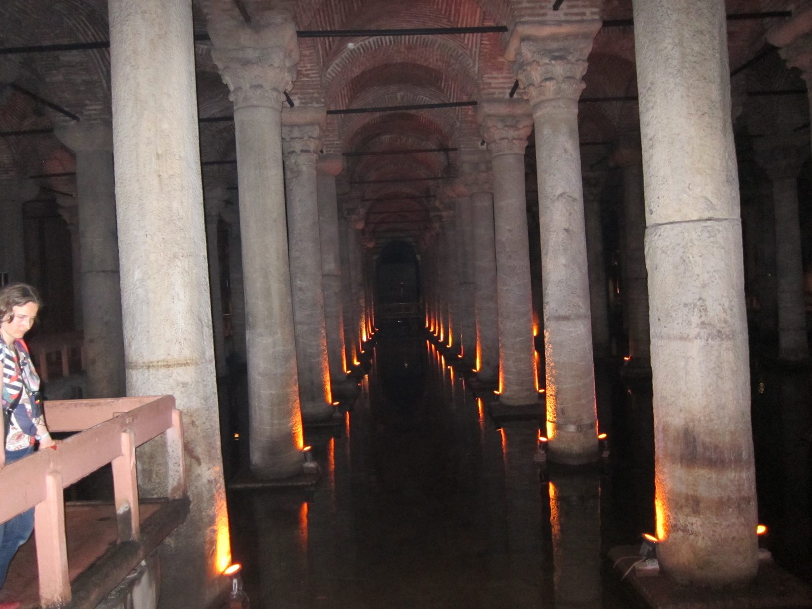The Basilica Cistern with just a few feet of water.  In old Roman days it would be filled to the...