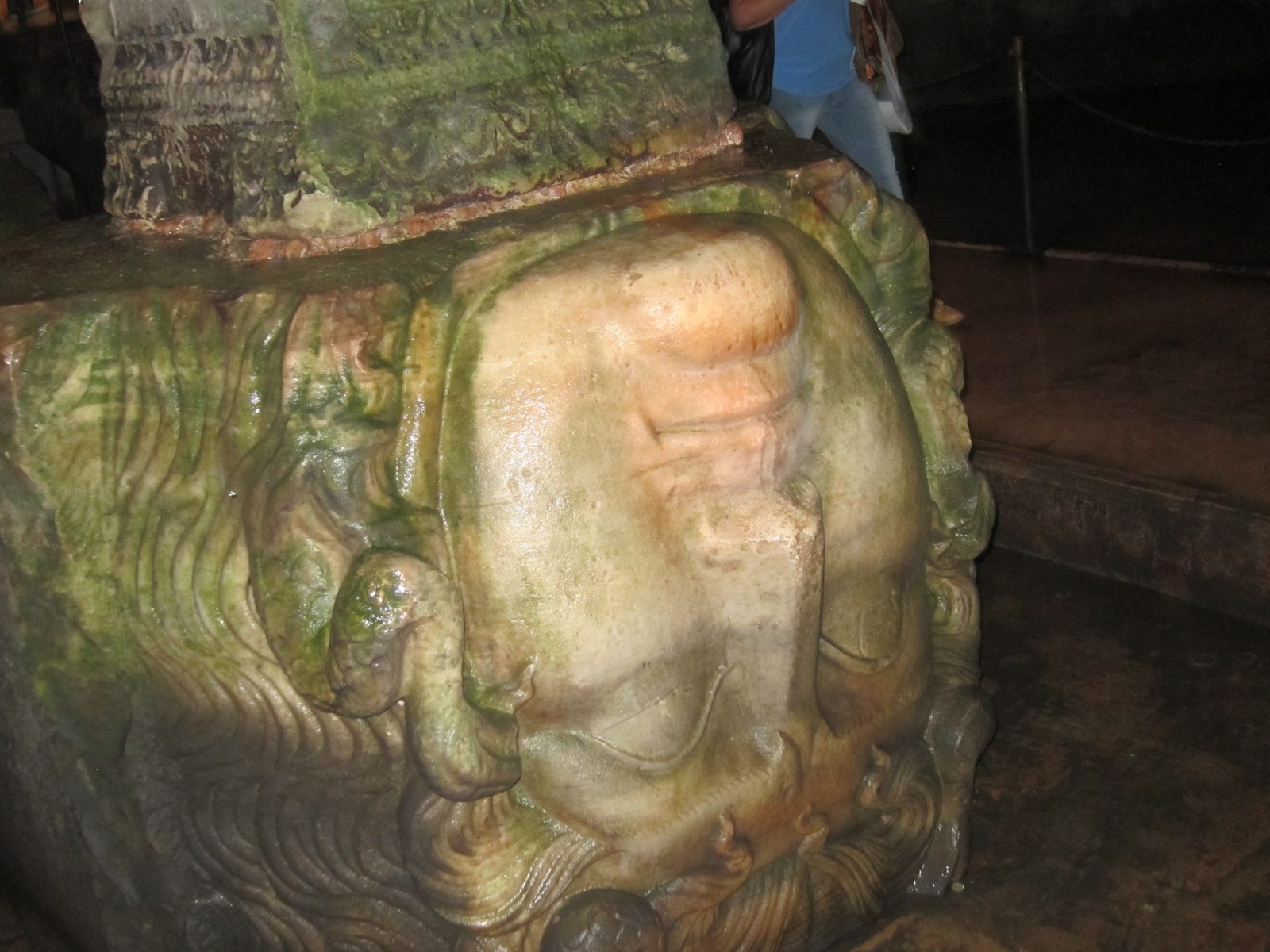 And one column had at its base a Medusa head, placed upside down.  Why it's there and why it's...