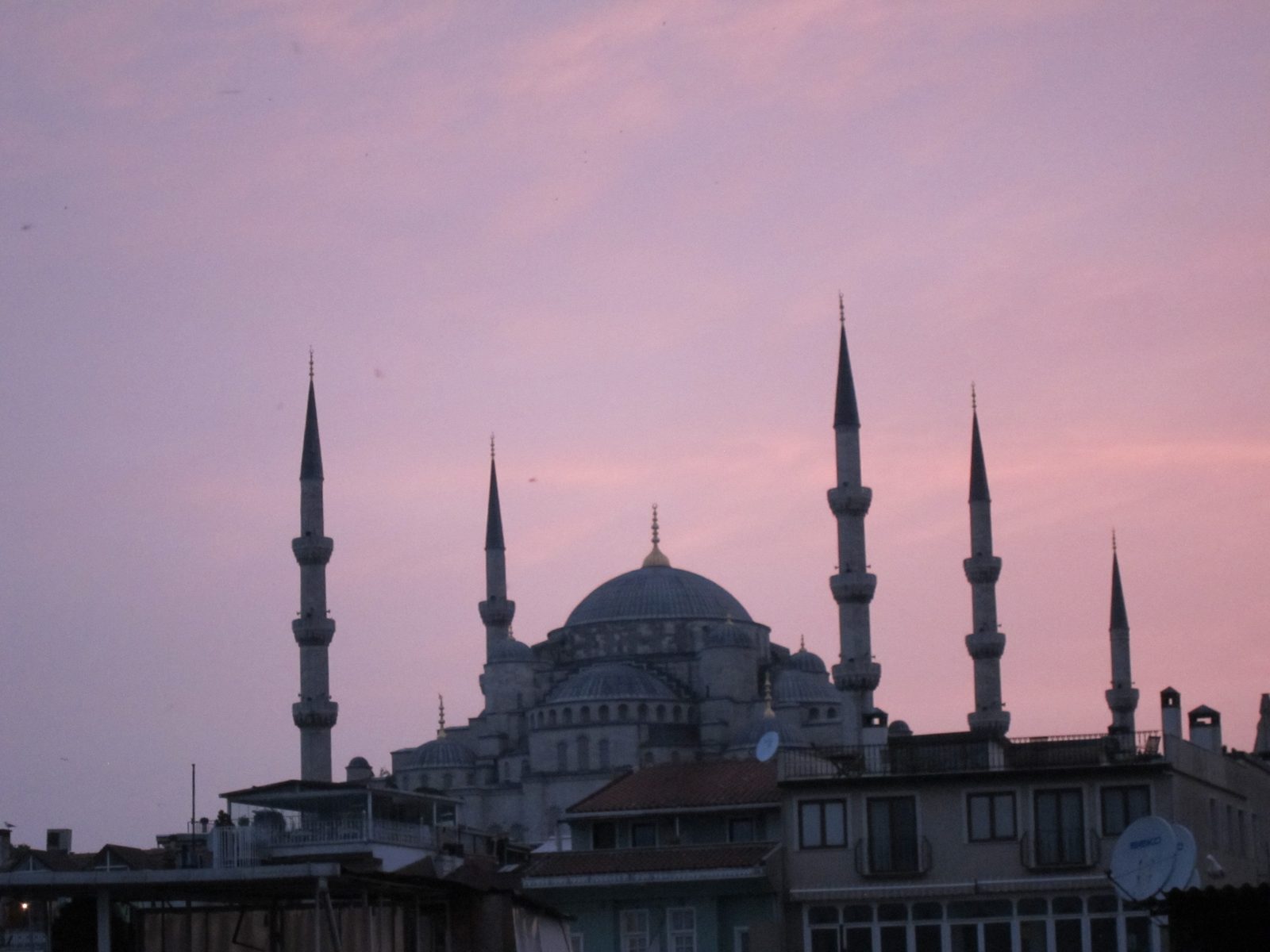 The Blue Mosque as seen from the rooftop cocktail lounge at our hotel