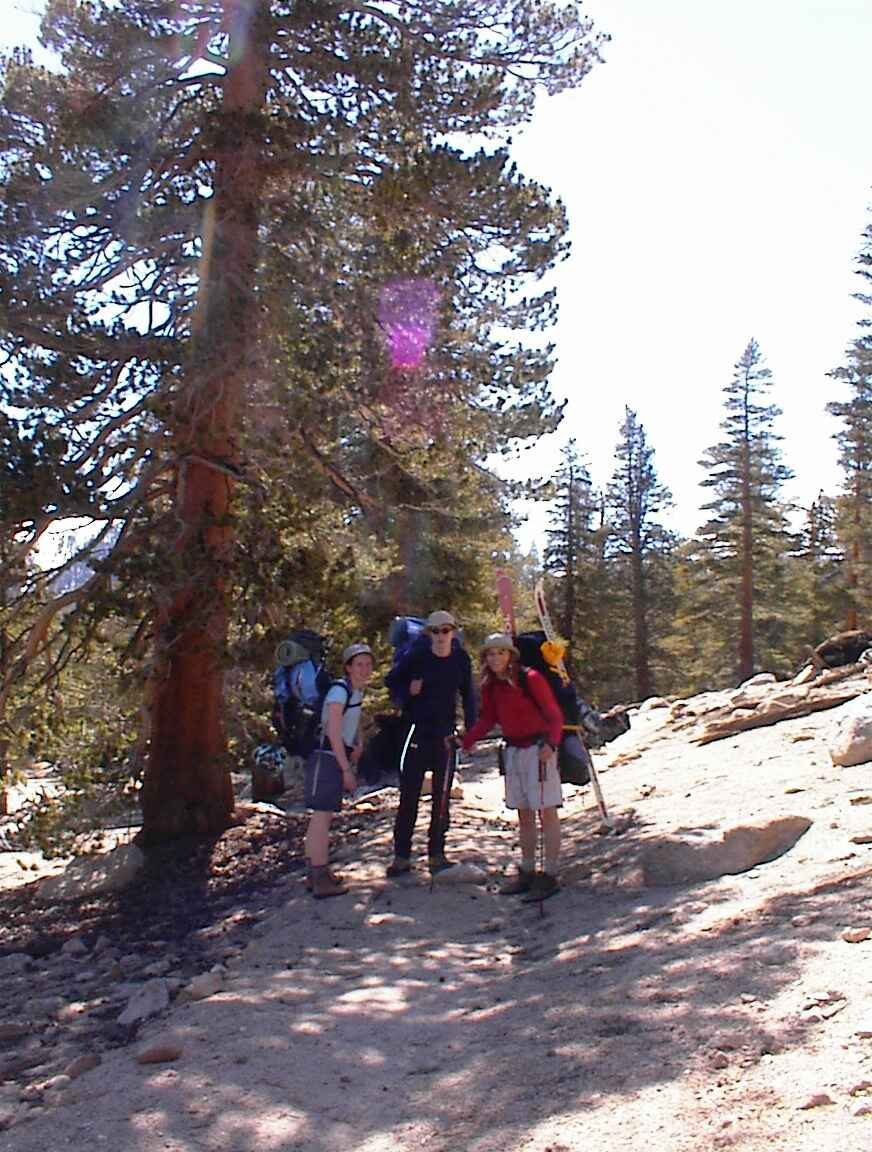 Rachel, Trevor, and John, on the hike in.