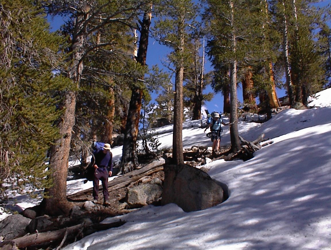 Trevor and Rachel pick their path between snowdrifts on the first day out.