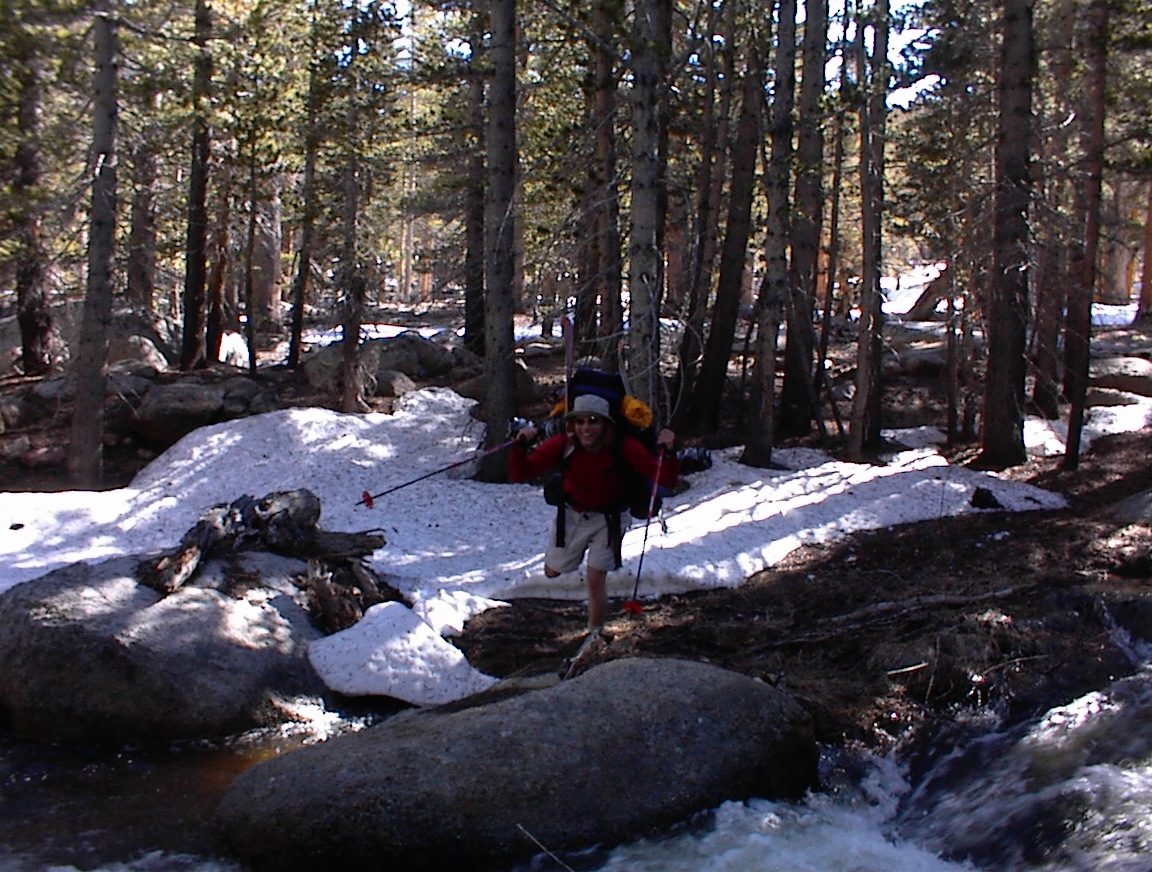 John goofing off for the camera after finding a place where we could cross the river.