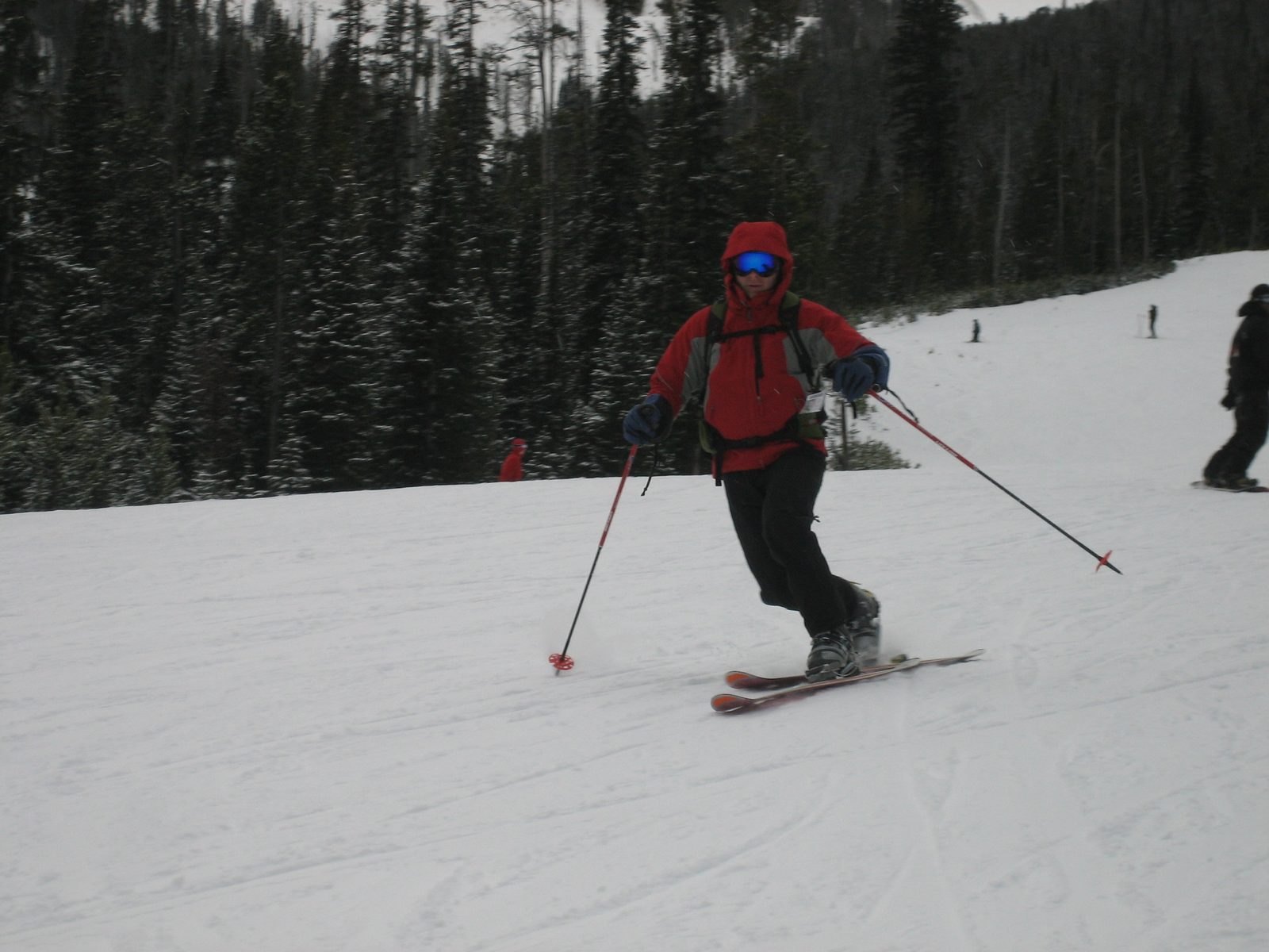 John on Mr. K (a green circle) at Big Sky.  Skiing with Catherine and Dad.  