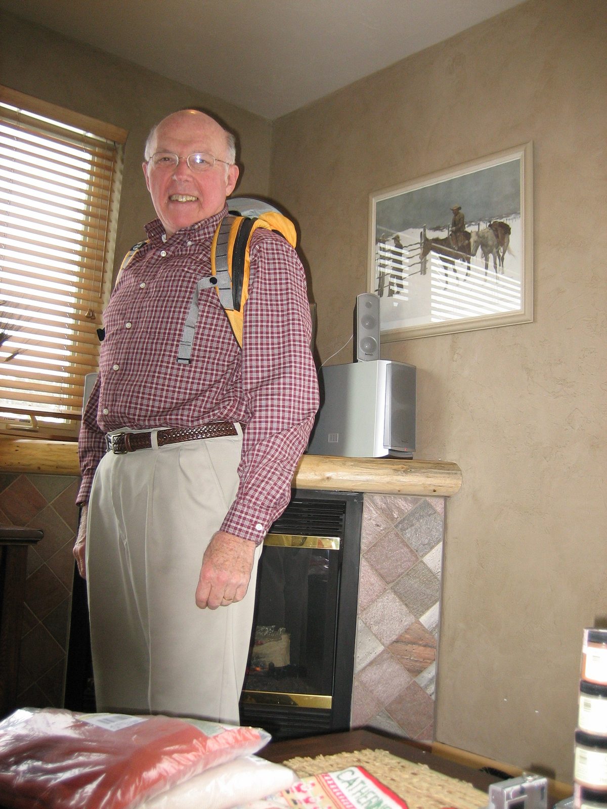 Dad on Christmas morning, packed and ready to go backpacking.