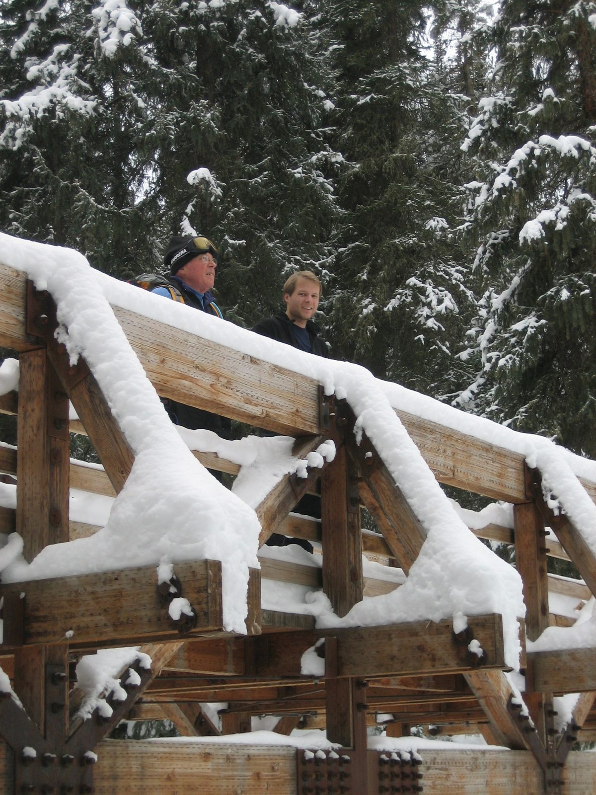 John and Dad pausing on the bridge.