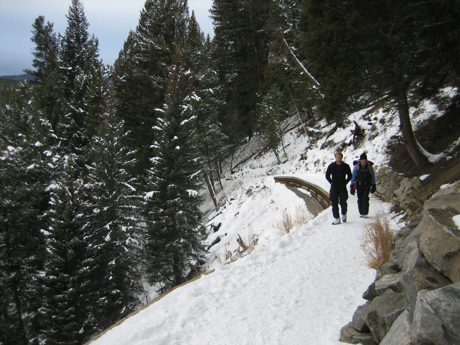 John and Dad hike out on the Ousel Falls Trail.