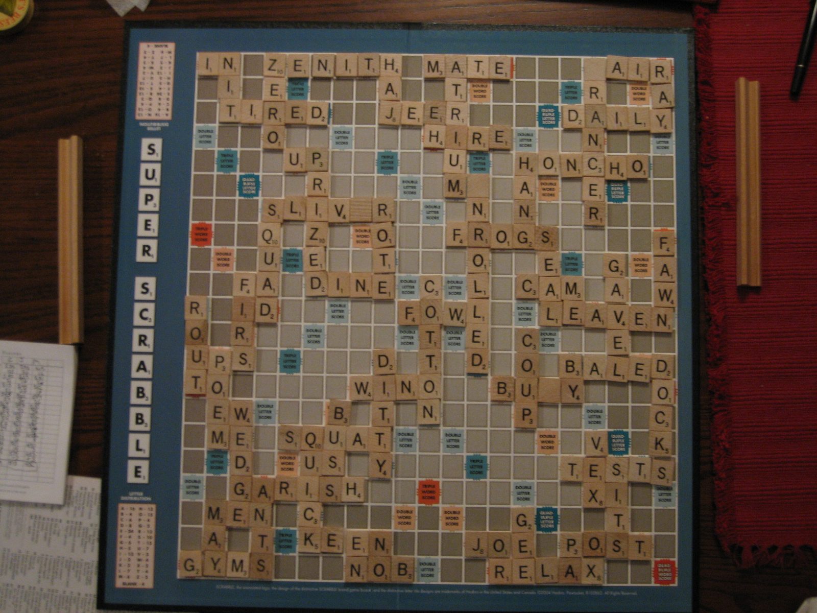 Christmas Day scrabble board.  Victor: Catherine.