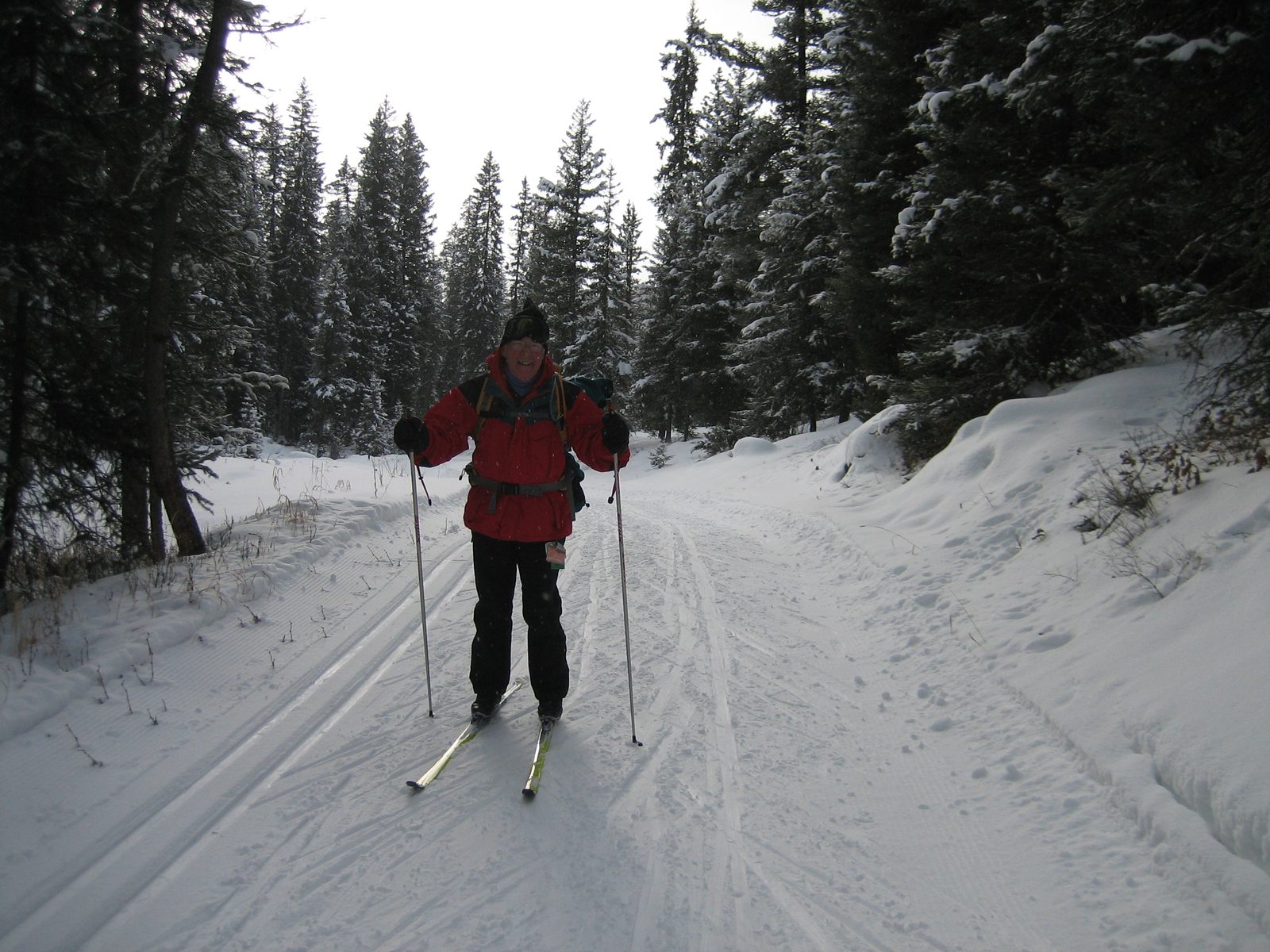 Dad on cross country skis.