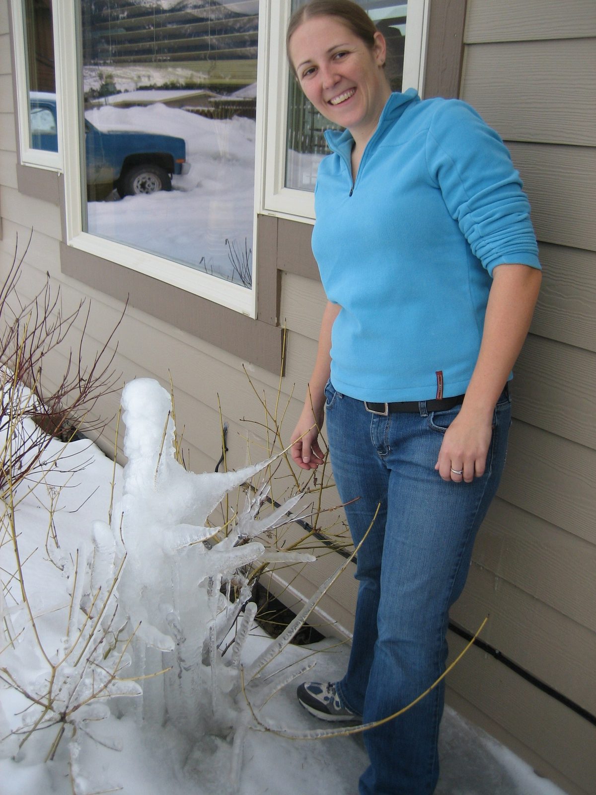 Catherine with Mr. Ice Plant.