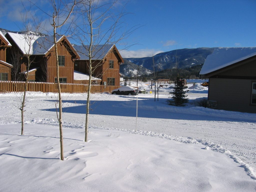 Mom is excited by our plowed driveway.