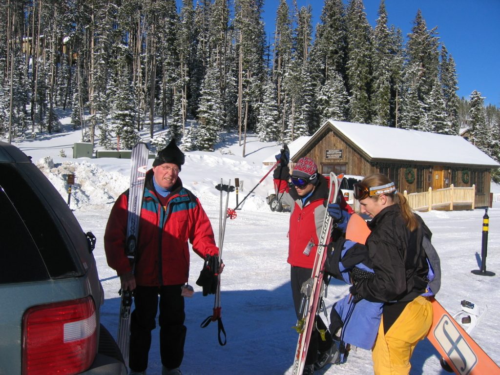 The intrepid three getting dropped off at Moonlight Basin on Christmas Eve 2006.