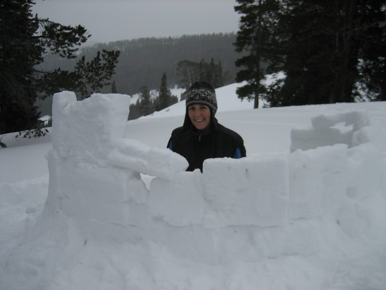 Catherine, inside her igloo.