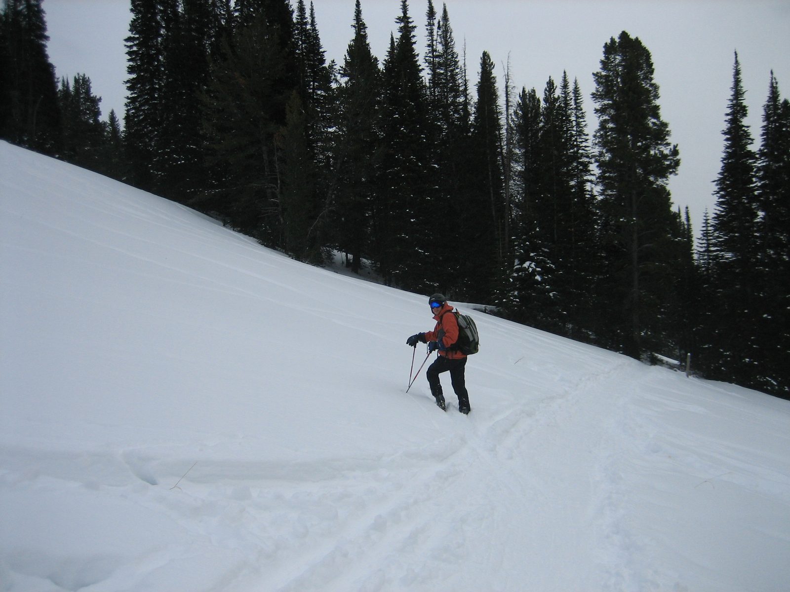 John, pausing on the ski out of Beehive Basin.