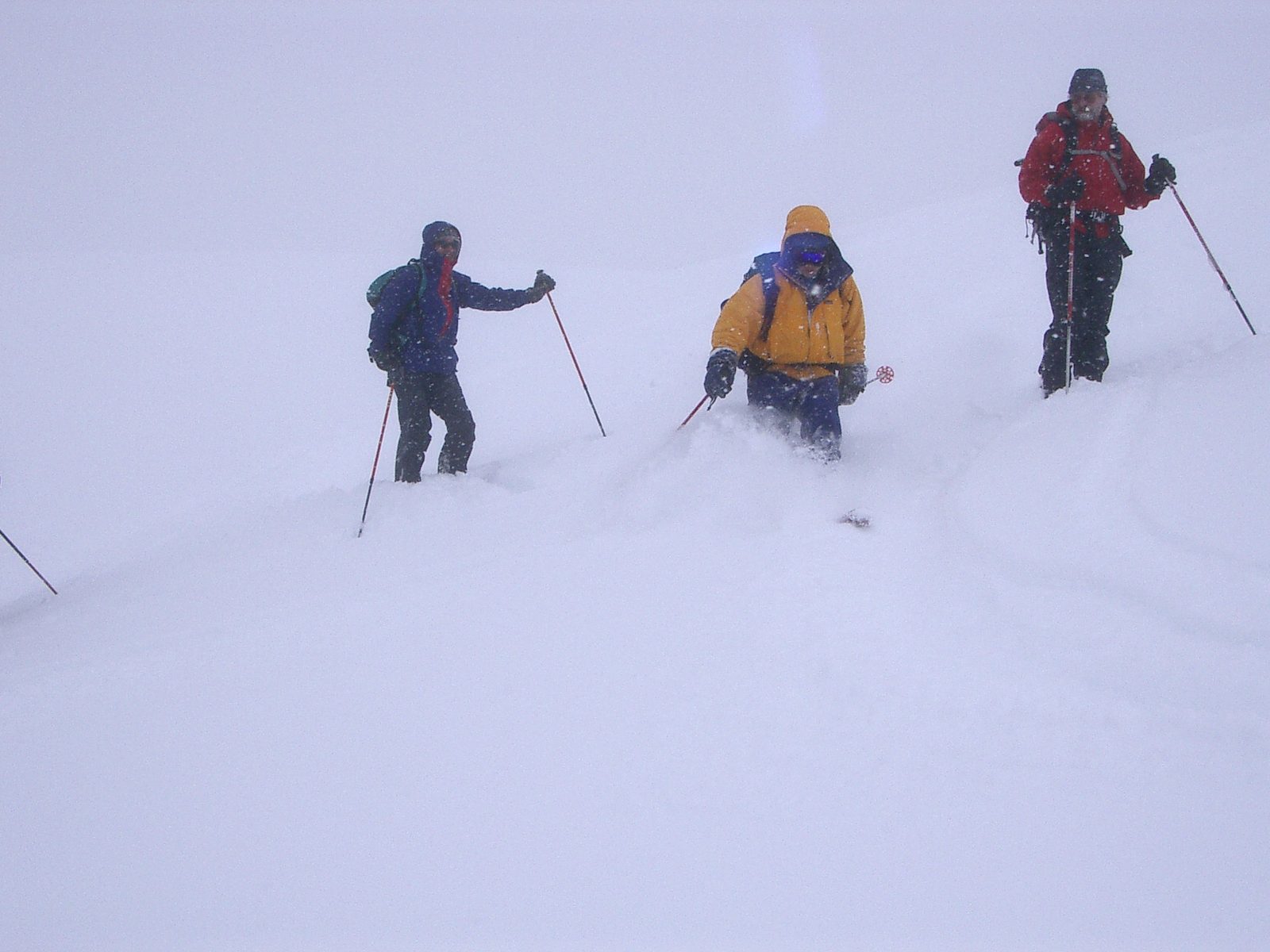 John (Jim to right Allen possibly to left) skiing some deep powder near the Pear Lake hut.
