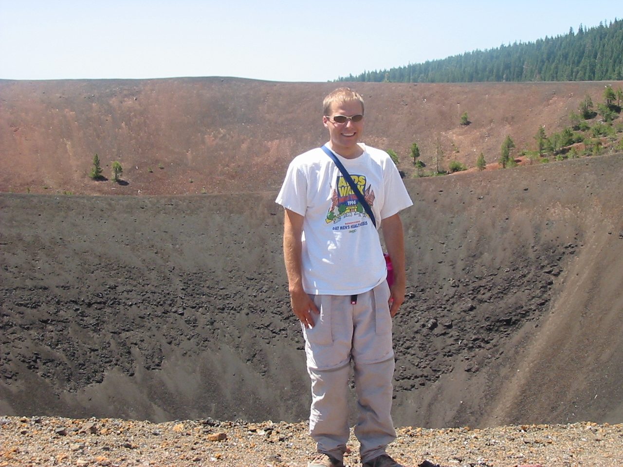 John at the top of Cinder Cone, in front of the crater.