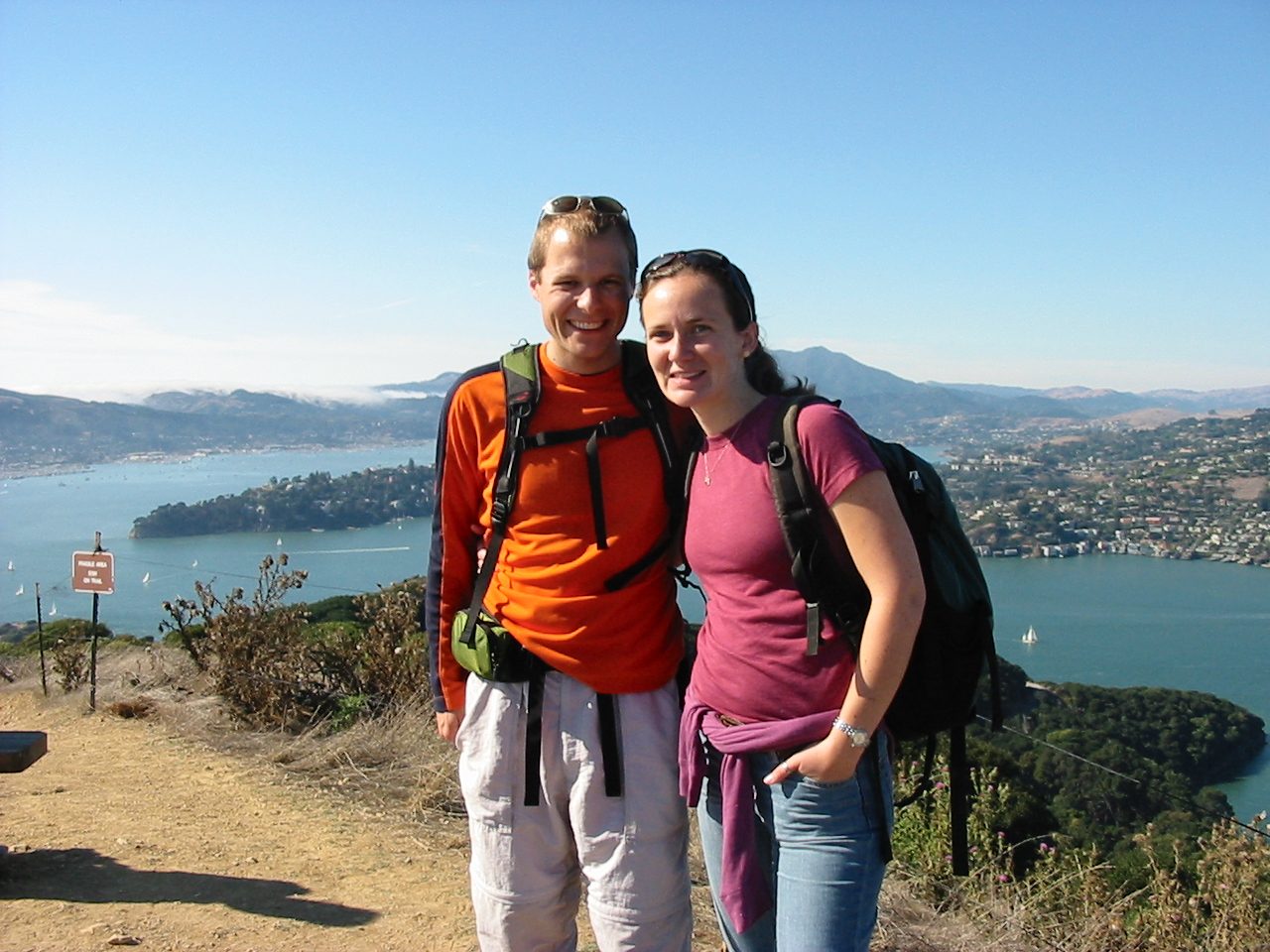 John and Rachel at the highest point on Angel Island.  Saucalito in the background.