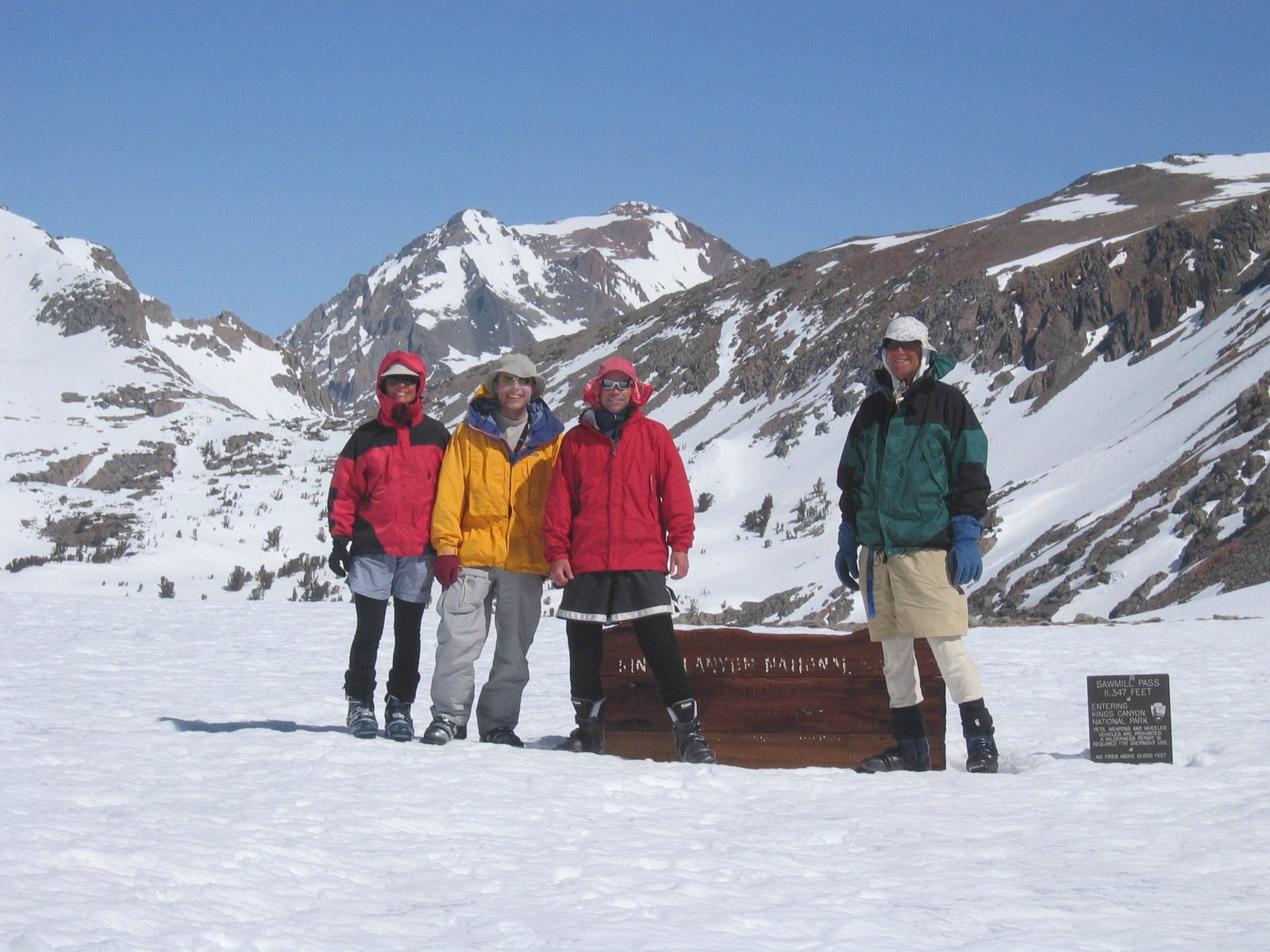 Cathy, John, Erik, and Bob at Sawmill Pass.  About 11,300 ft.  And more importantly the "it's...