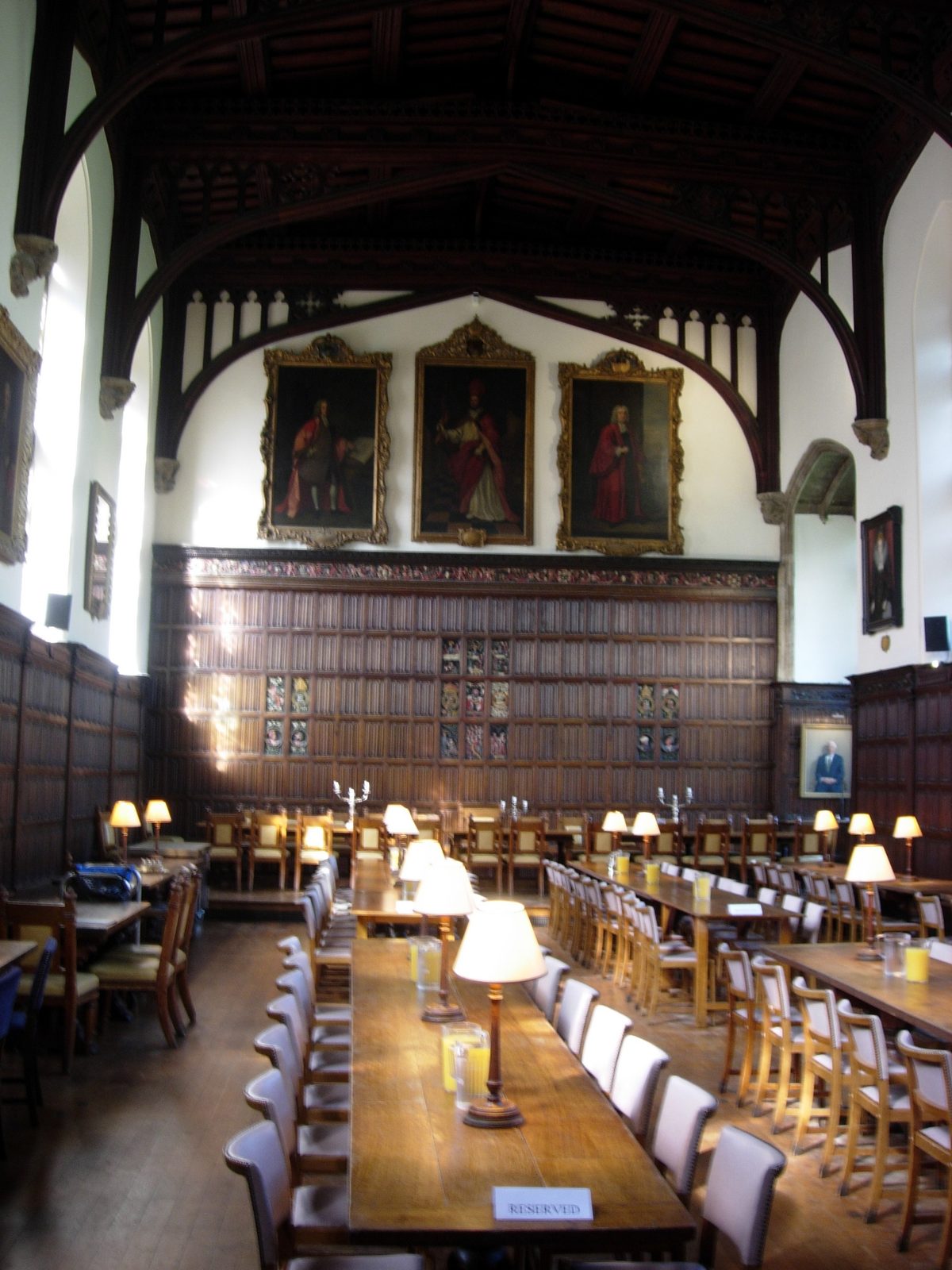 Our outrageous dining hall. If only the food were as good as the paneling. Formal Hall, at which...