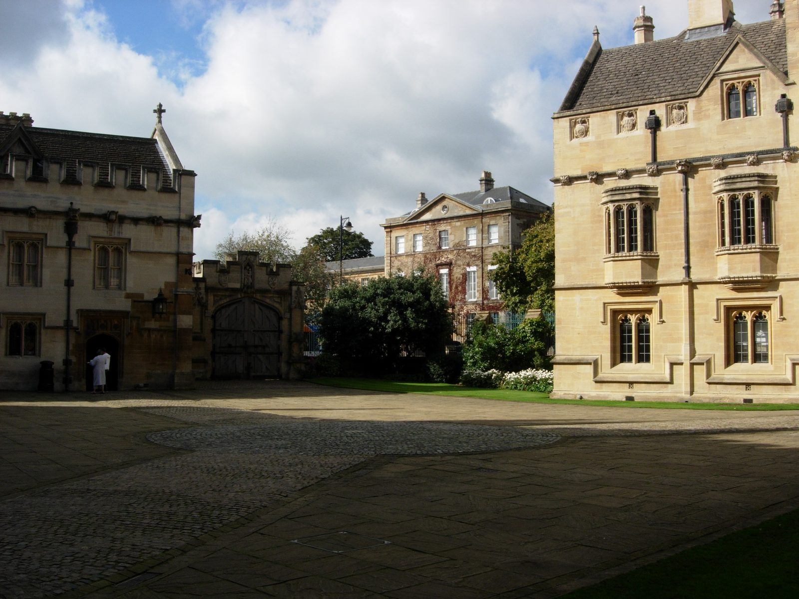 The Porter's Lodge is on the Left, St. Swithun's on the Right and the Rose Lane Building in the ...