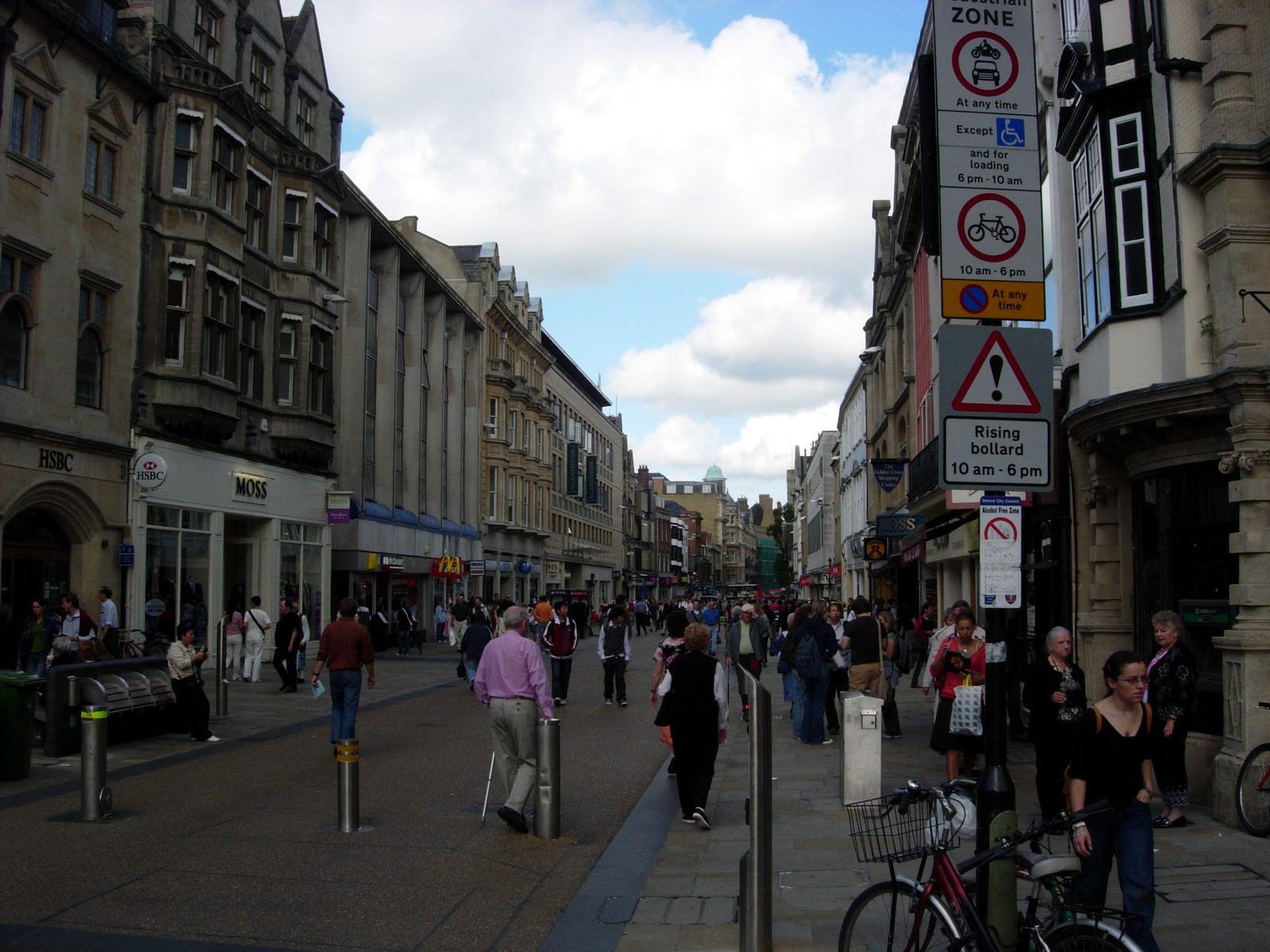 Down Cornmarket Street, a busy pedestrian zone/shopping district