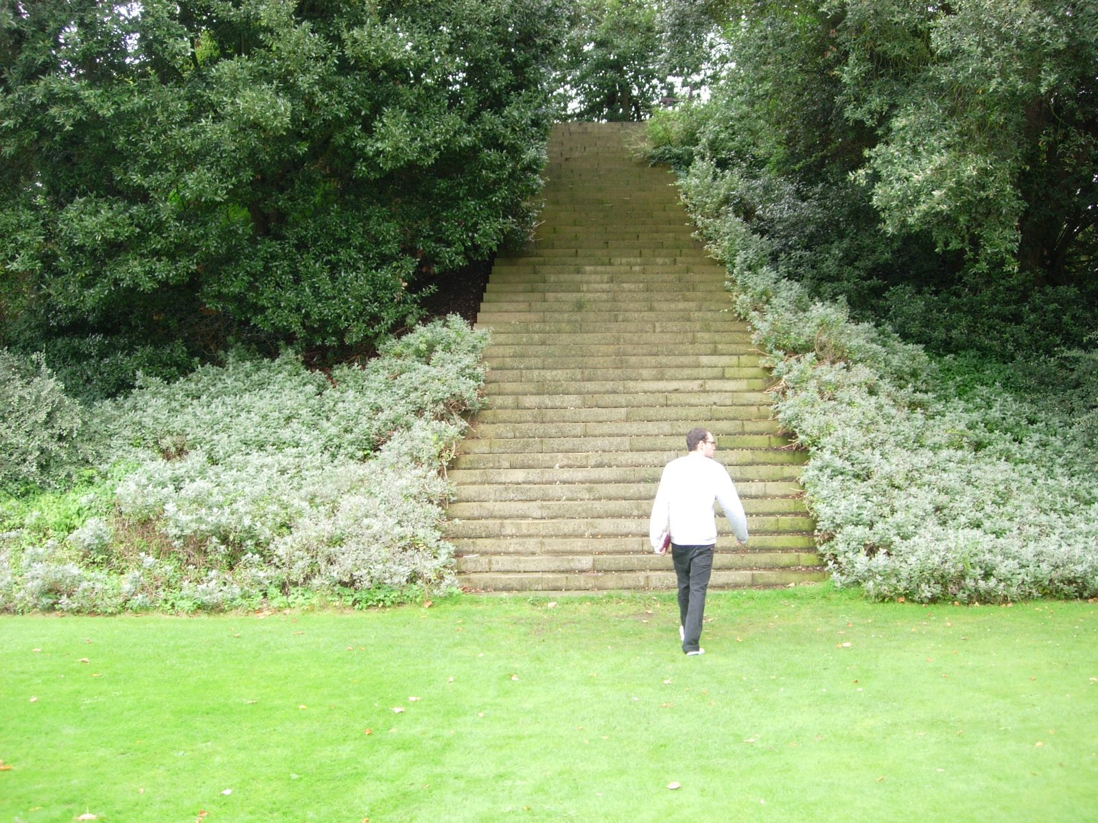The stairs up to the mound, built atop victims of the Black Plague. New College was founded to...