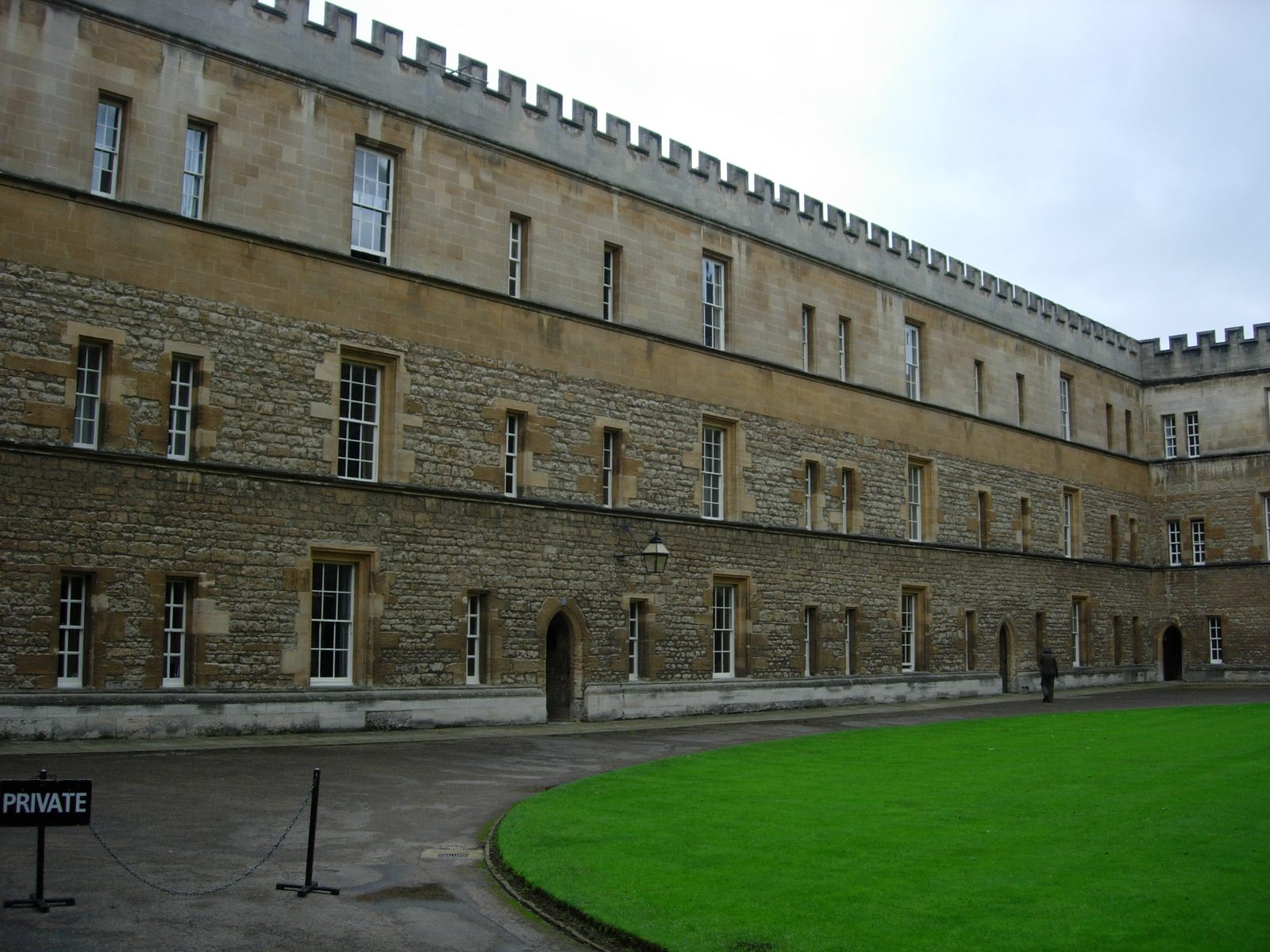 Like most of the medieval Oxford colleges, New College was constructed from tan-colored Cotswald stone
