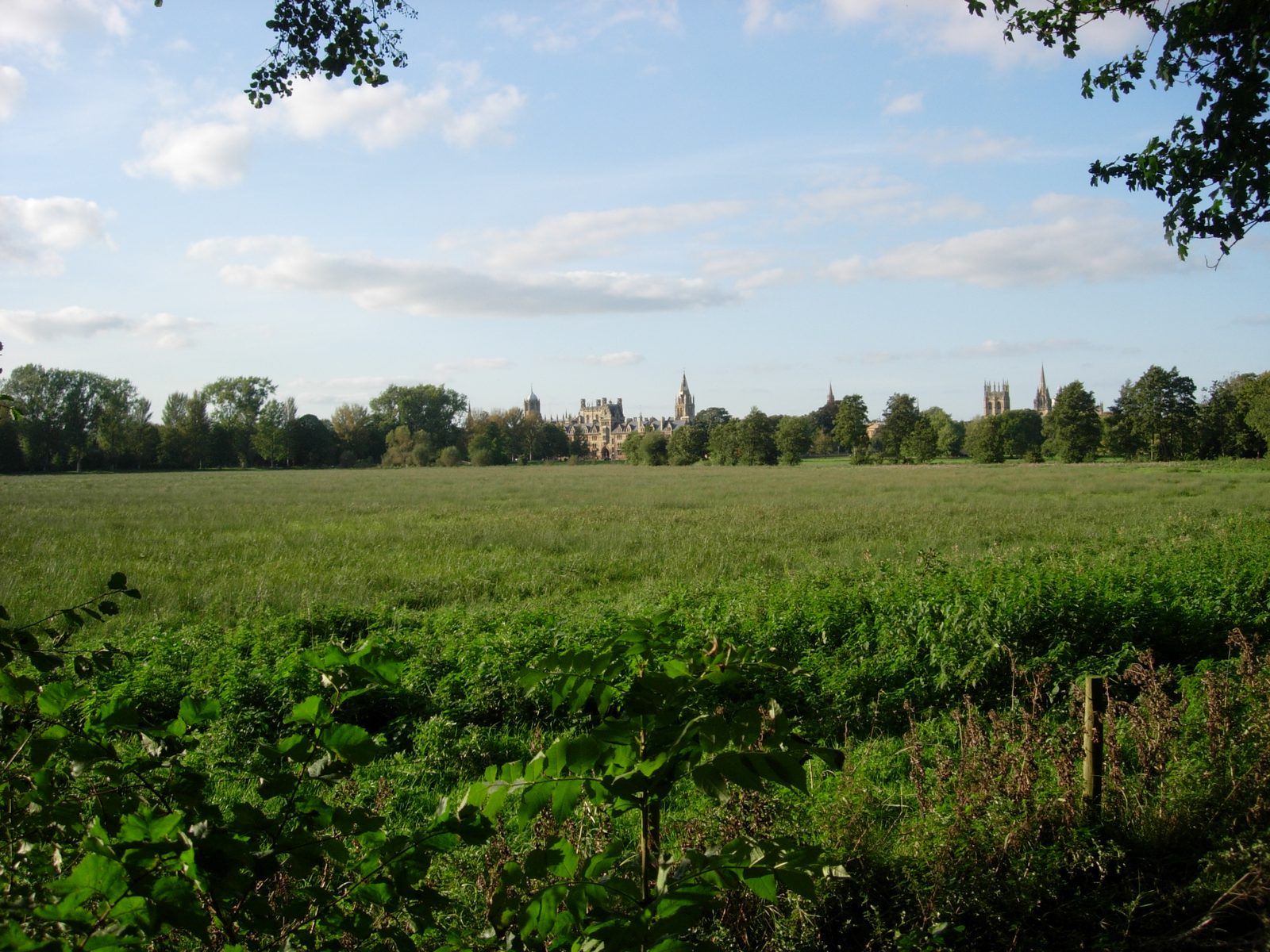 From left to right in the far distance:  Christ Church College, Merton College and Magdalen Tower