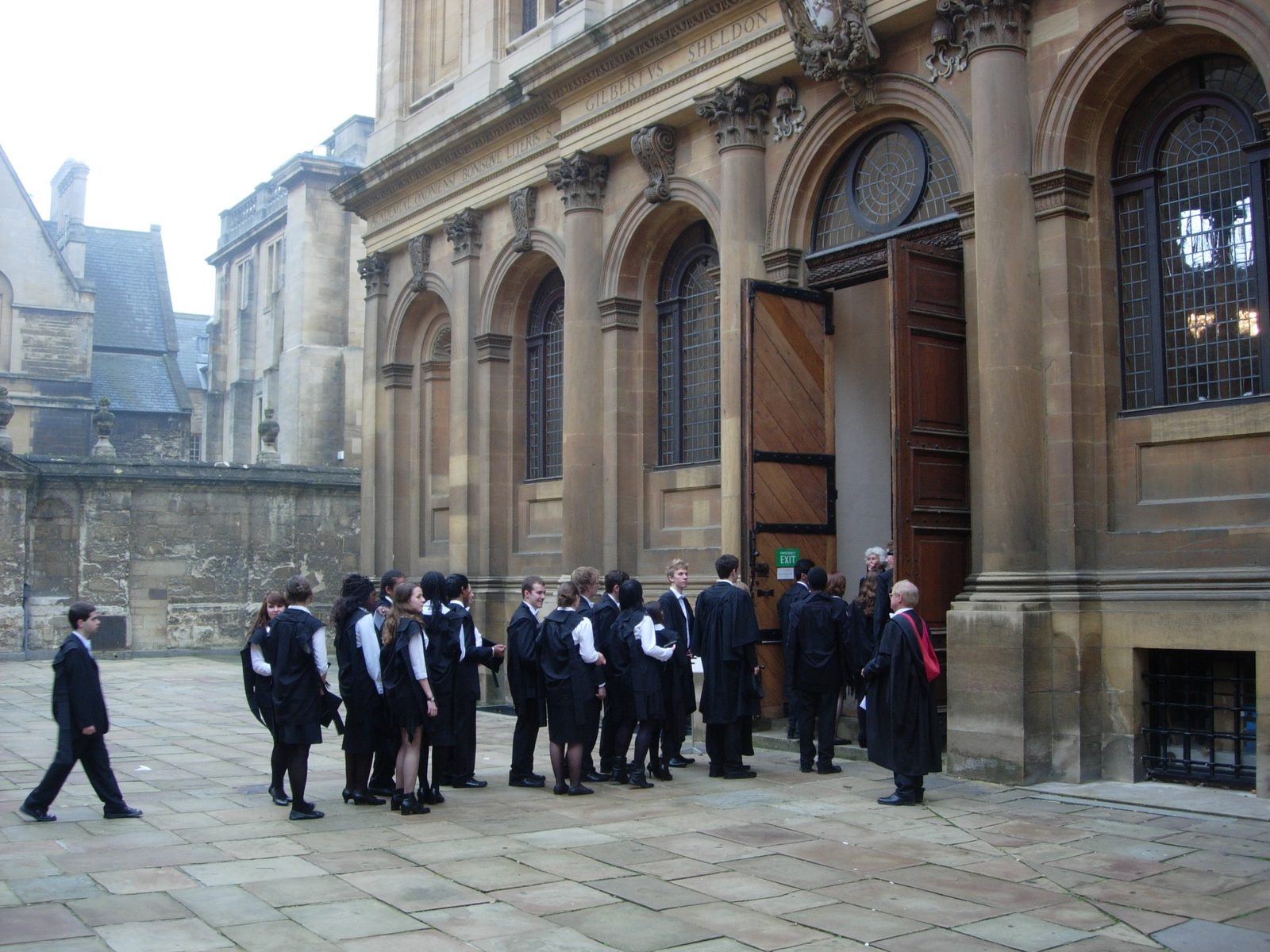 Students entering the Sheldonian.