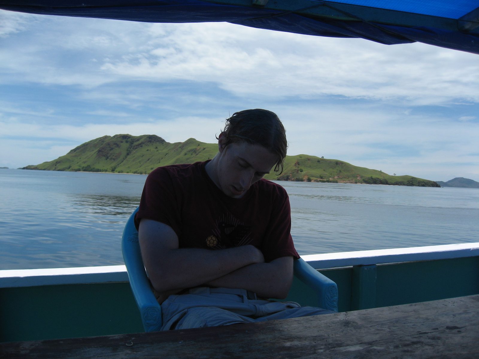 Trevor sleeps after a tough morning's snorkel.