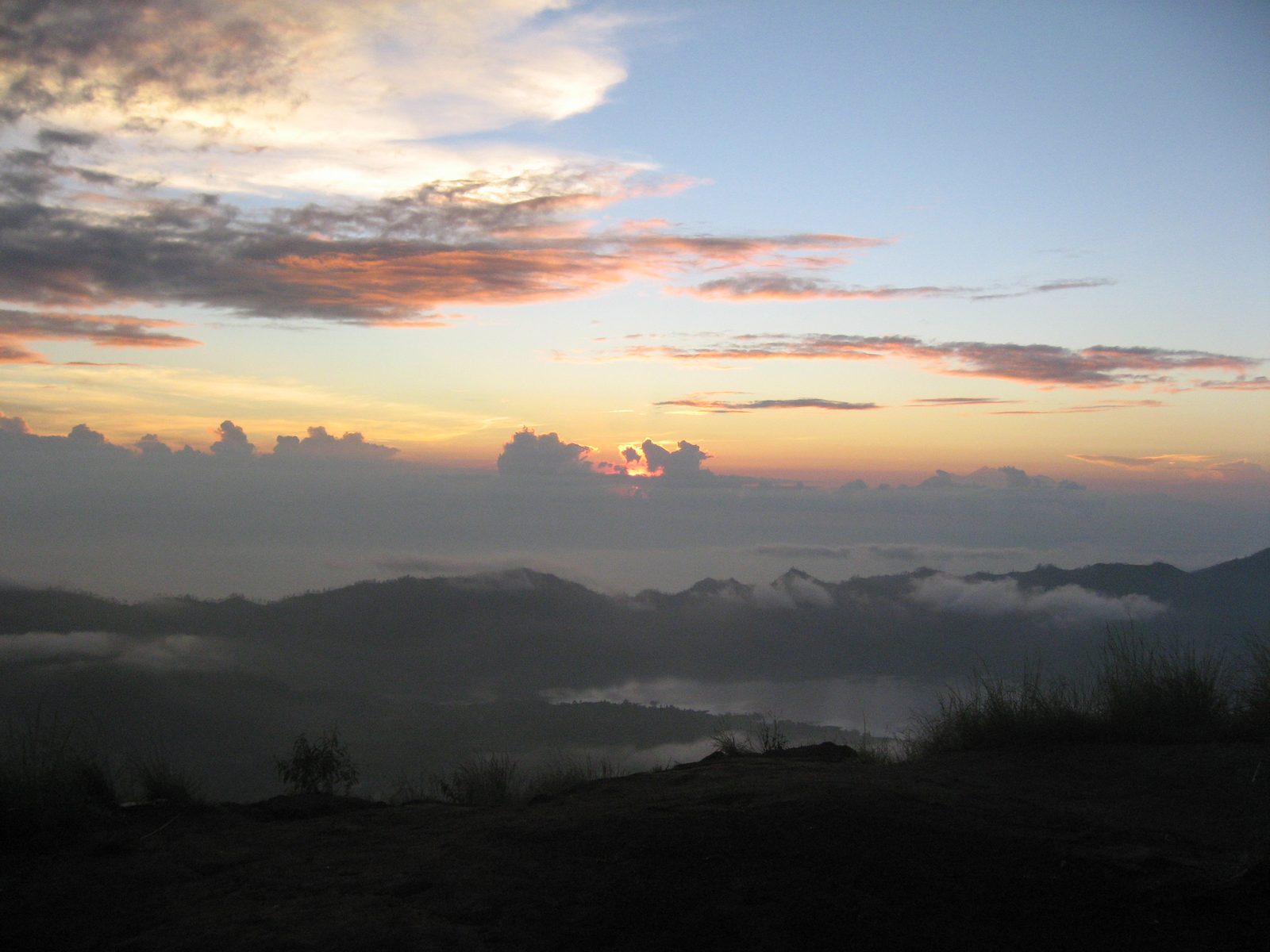 Sunrise from the top of Gunung Batur - if you look very very carefully, at the right you can see...