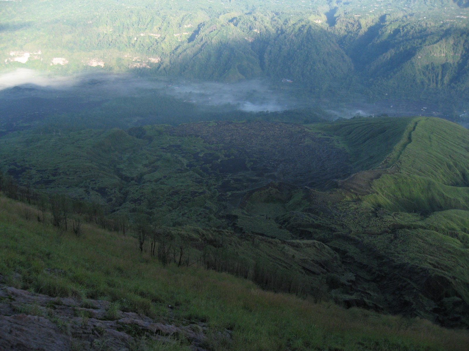 View into the foggy valley to the north.