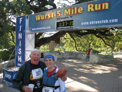 Funny photo of Dad and Catherine after Dad finished (in...