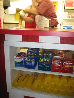 One mart sold ice cream, but also Advil, Tylenol, Aleve,...