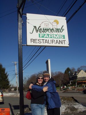 Outside the very yummy Newcomb Farms restaurant in Medfield, MA.