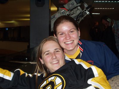 Catherine and Lauren Maxwell during the game.