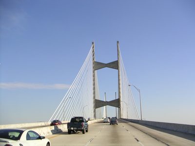 Closer look at the bridge, a cable-stay design built in...