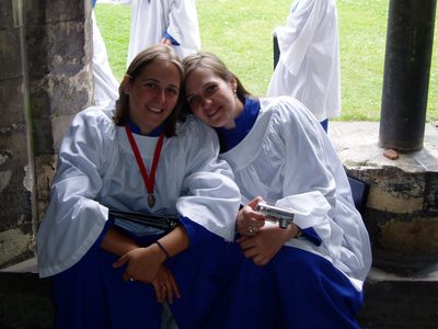 Catherine and Cindy Holberg at the base of the...