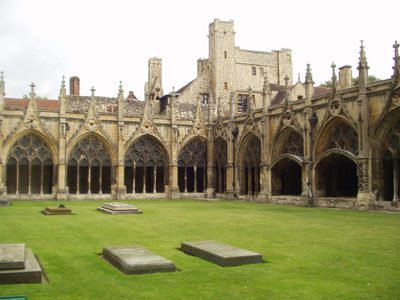 Part of the cloisters at Canterbury Cathedral.